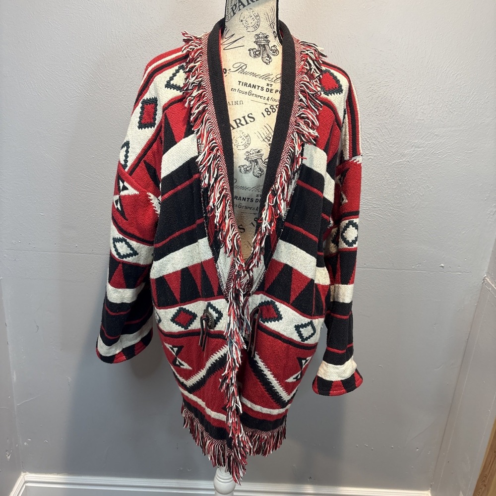E. Clair Designs Vintage Western Aztec Southwestern Print Blanket Jacket  OS